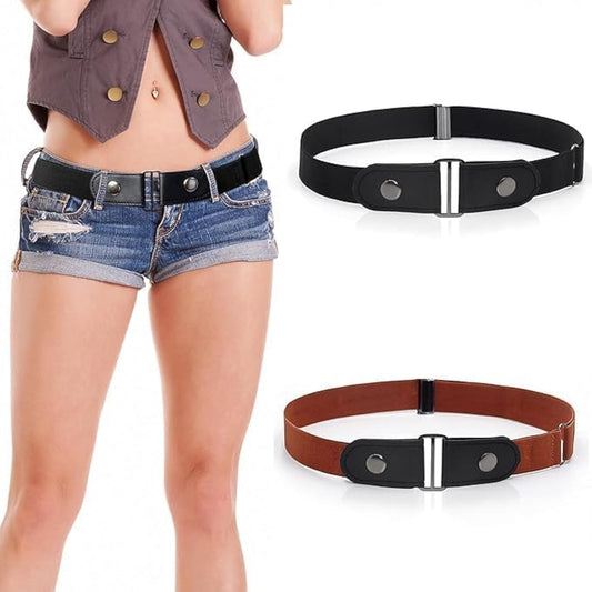 2 Pieces Elastic Belt Invisible Belt for Women Belt Without Buckle Unisex No Buckle Buckless Belt Men's Adjustable Elastic for Jeans Trousers Dress…