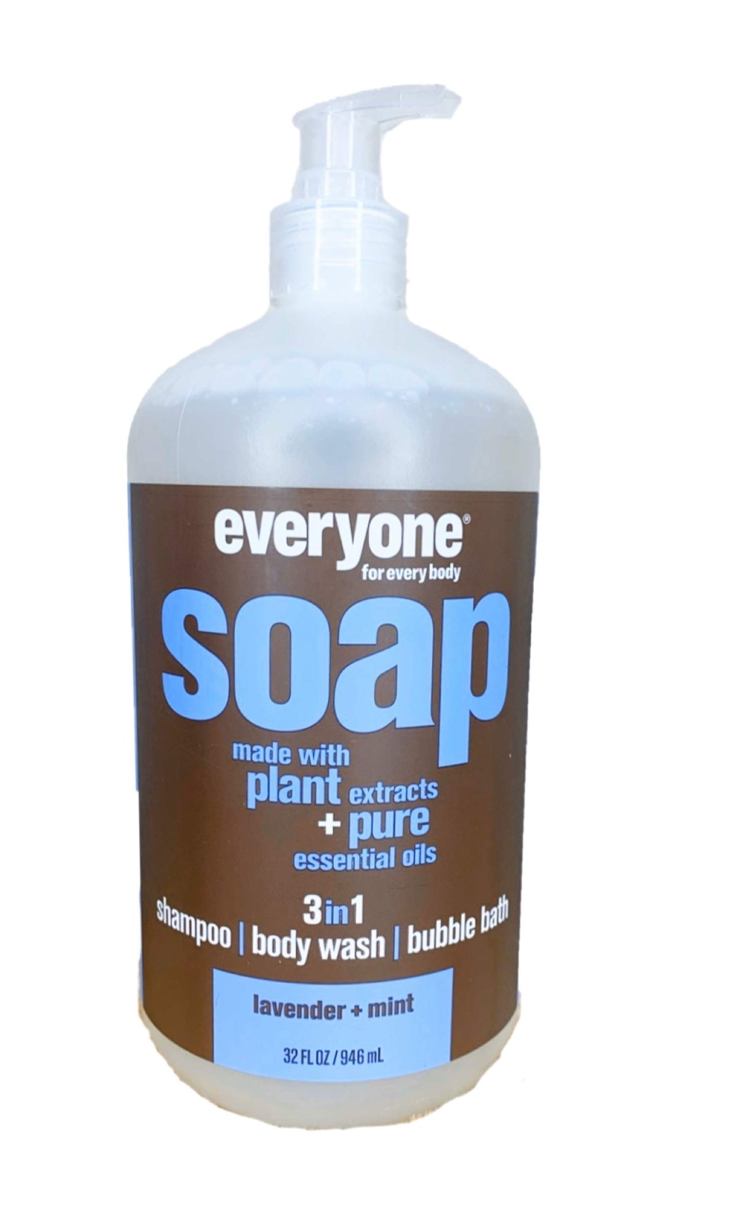 Everyone 3-in-1 Soap - Body Wash, Shampoo, Bubble Bath - Lavender + Mint - 32 Ounces - 1 Bottle