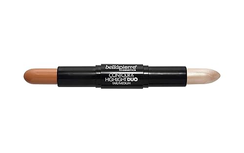 bellapierre Contour and Highlight Duo | Portable Contour and Highlight Stick for a Shimmering Sculpted Look | Lightweight Non-Toxic and Paraben Free