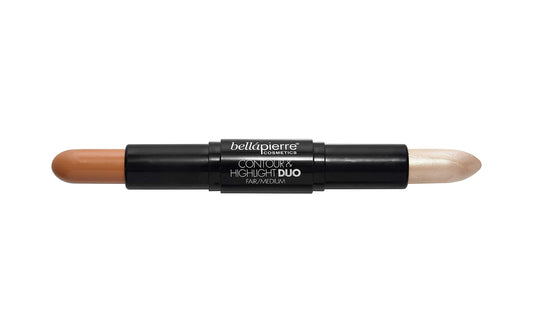 bellapierre Contour and Highlight Duo | Portable Contour and Highlight Stick for a Shimmering Sculpted Look | Lightweight Non-Toxic and Paraben Free
