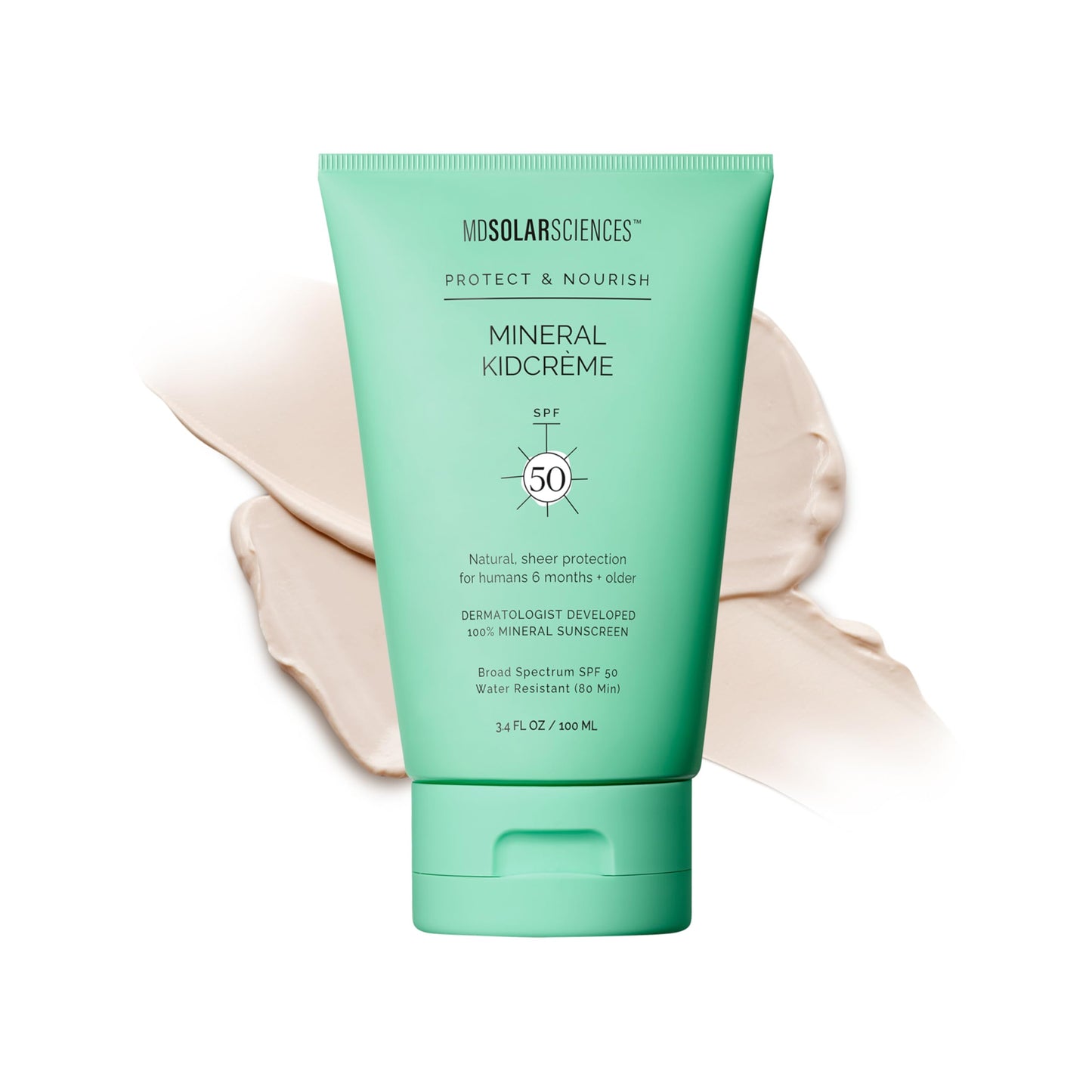 MDSolarSciences Mineral KidCrème SPF 50 | Gentle Kids Sunscreen | Zinc Oxide & Squalane Formula | Water-Resistant Fragrance-Free Protection | 3.4 Fl