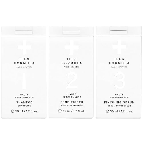 ILES FORMULA Mini Signature Collection - Moisturizing Travel Shampoo & Conditioner w/Mini Finishing Serum Blow Dry Cream for Dry, Damaged, Frizzy Hair