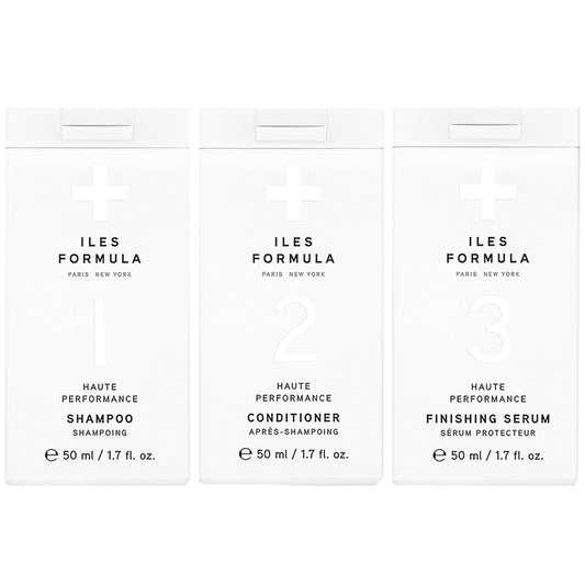 ILES FORMULA Mini Signature Collection - Moisturizing Travel Shampoo & Conditioner w/Mini Finishing Serum Blow Dry Cream for Dry, Damaged, Frizzy Hair Beauty & Personal Care ILES FORMULA