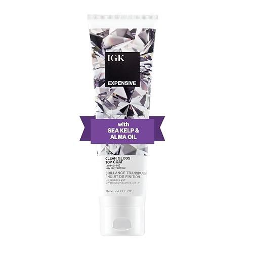 IGK EXPENSIVE Clear Gloss Top Coat | High Shine Gloss Treatment for Soft, Smooth Glass Hair | Revives Color-Treated Hair and Helps Control Frizz | 4.2