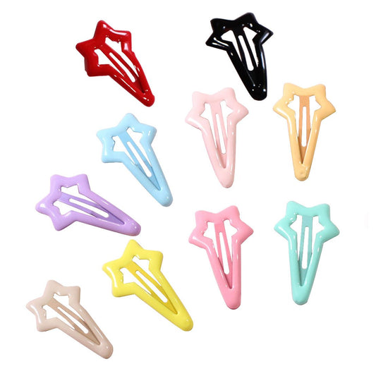 Daycount® 10pcs Colorful Stars Duckbill Clip Hair Clip For Ladies Teens Girls Hair Salon Hairpin (Random Color)