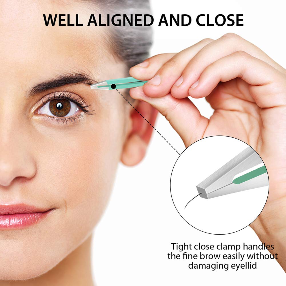 Winiw Tweezers Set - Professional Eyebrow Tweezer for Women Facial Hair - Great Precision Tweezers for Plucker, Splinter and Ingrown Hair Removal (3