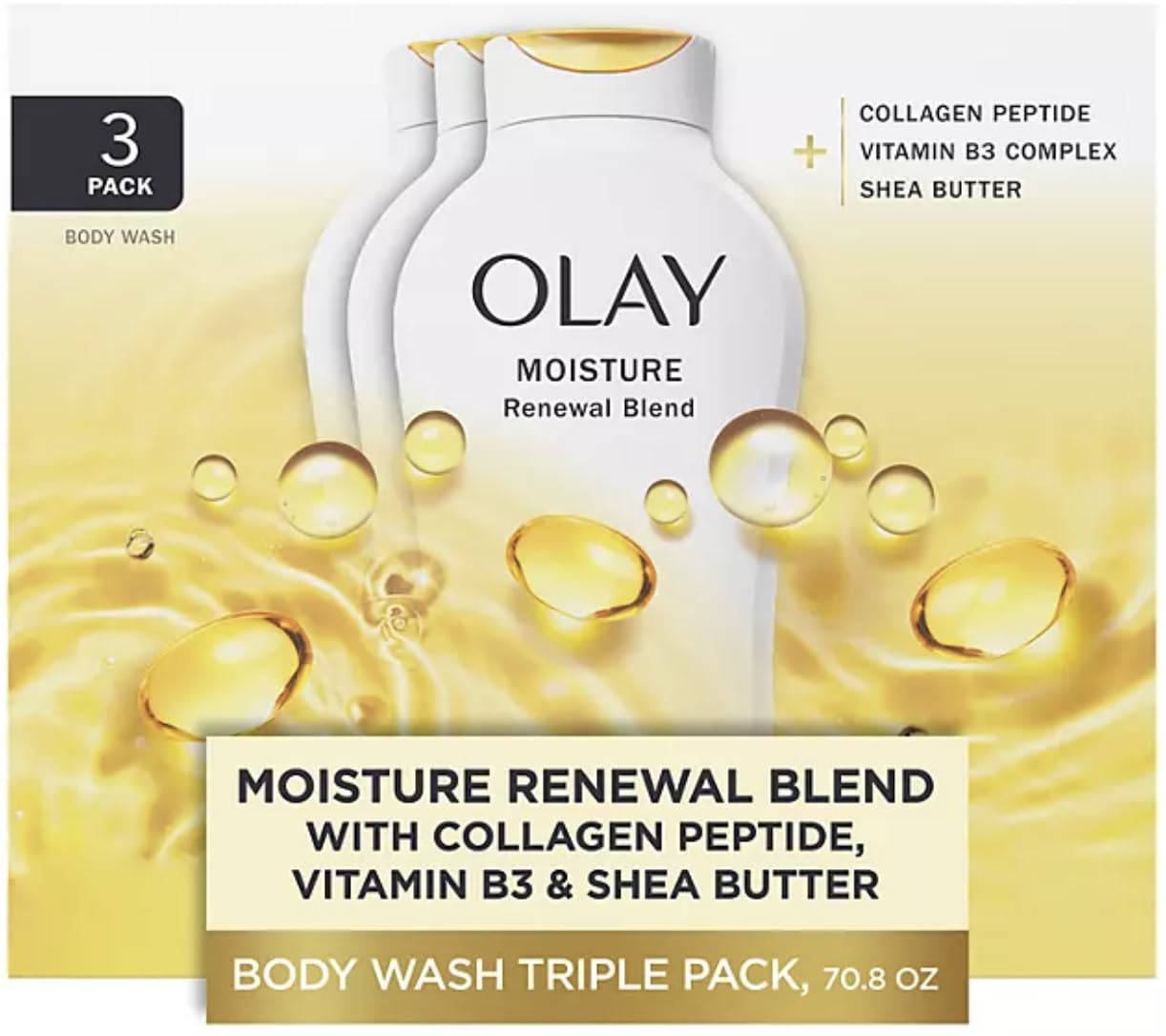 Olay Moisture Renewal Blend Body Wash, 23.6 Fluid Ounce (Pack of 3)