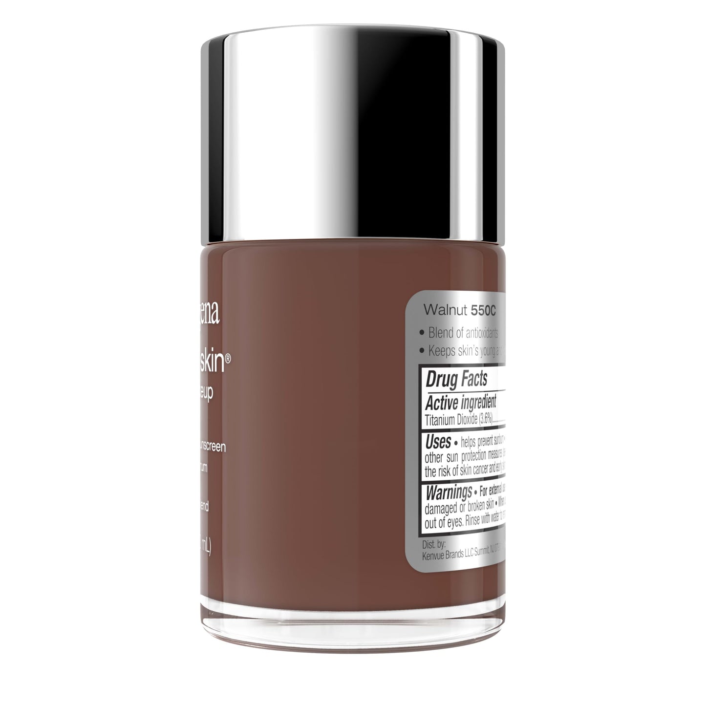 Neutrogena Healthy Skin Liquid Foundation Makeup Broad Spectrum SPF 20 Sunscreen, Medium Coverage, Vit B5, Antioxidants, All Day Wear, Walnut 550C, 1