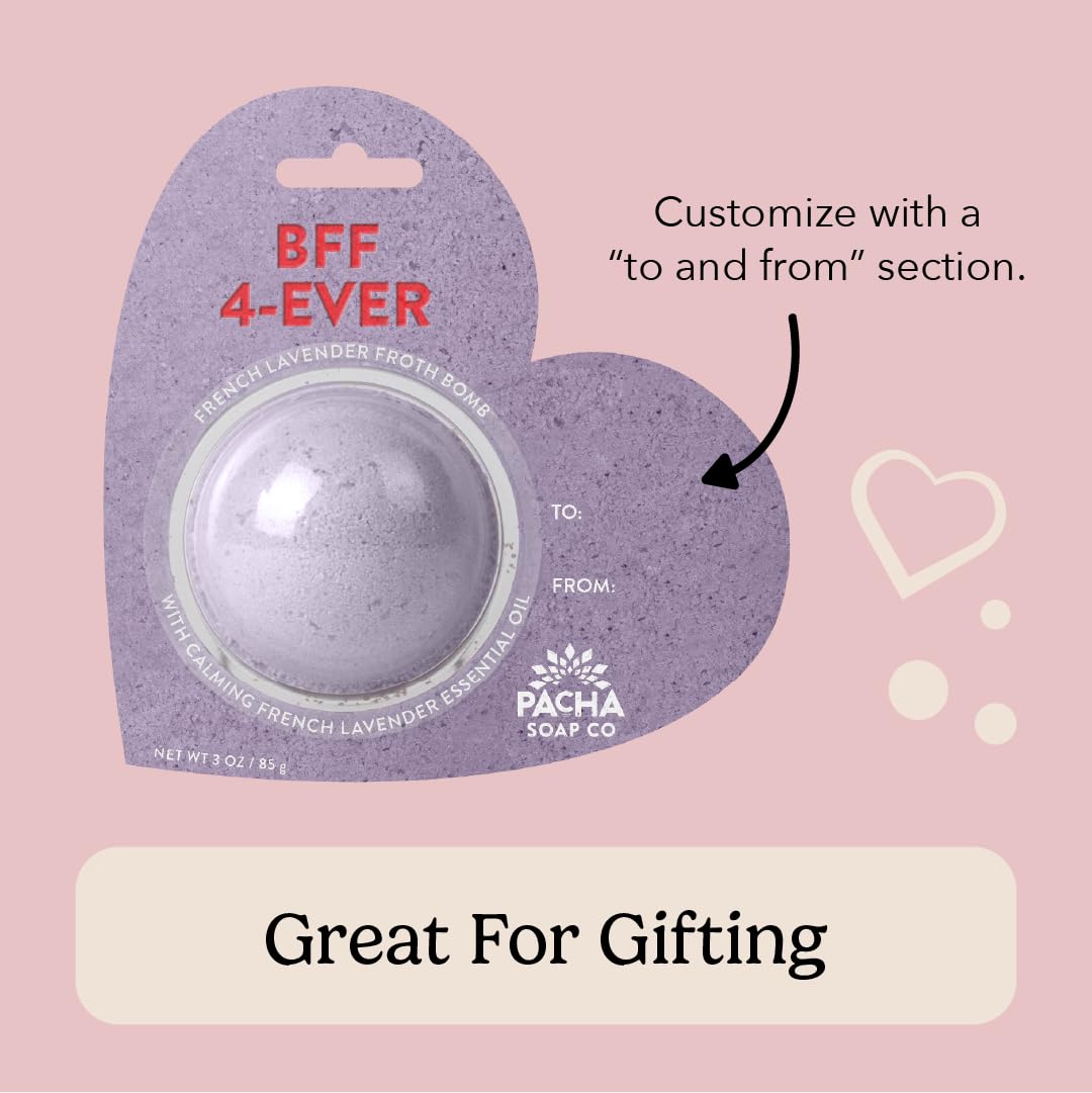 PACHA SOAP Co. Bath Bomb Cards, BFF 4-Ever, 3-Pack - Scents of French Lavender, Hearts, Nourishing, Moisturizing, Naturally Derived & Handcrafted…