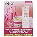 Olay Let It Glow Gift Pack with 1 Wild Rose and Cherry Moisture Body Wash, 20oz, and 1 Wild Rose and Cherry Indulgent Mineral Scrub, 11oz, and 1 Ultra