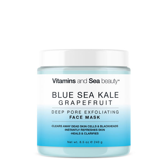 Deep Pore Exfoliating Face Mask with Blue Sea Kale Grapefruit - for Blackheads, Dead Skin Removal, Clarifying & Hydrating - Vegan & Clean Skincare