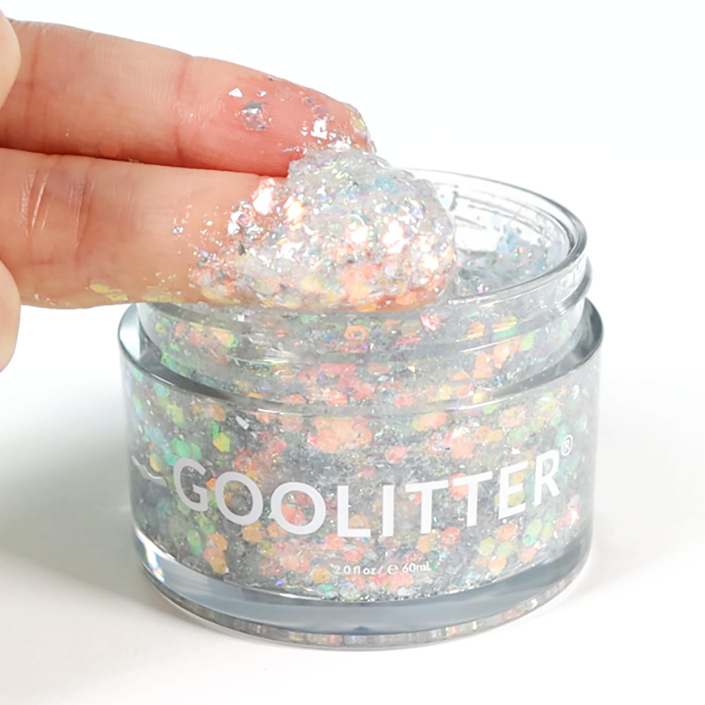 Goolitter Face, Body & Hair Holographic Clear White Glitter Gel [Snowy Cloud] 2oz (60mL) | Chunky | K-Beauty | Halloween, Festival, EDM, Rave, Party
