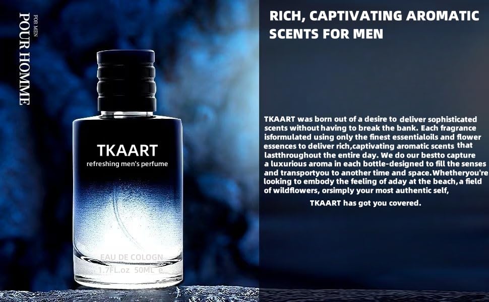 TKAART Cologne men's perfume, Eau de Toilette for Men, Fresh and lasting spray perfume lemon pepper base note cedar, Portablecologne for men 50ML (1