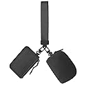 Jeeburyee Dual Pouch Wristlet Keychain Wallets For Women With 2 Detachable Zipper Coin Purse - Small And Portable Mini Card Wallet Men Black+Black