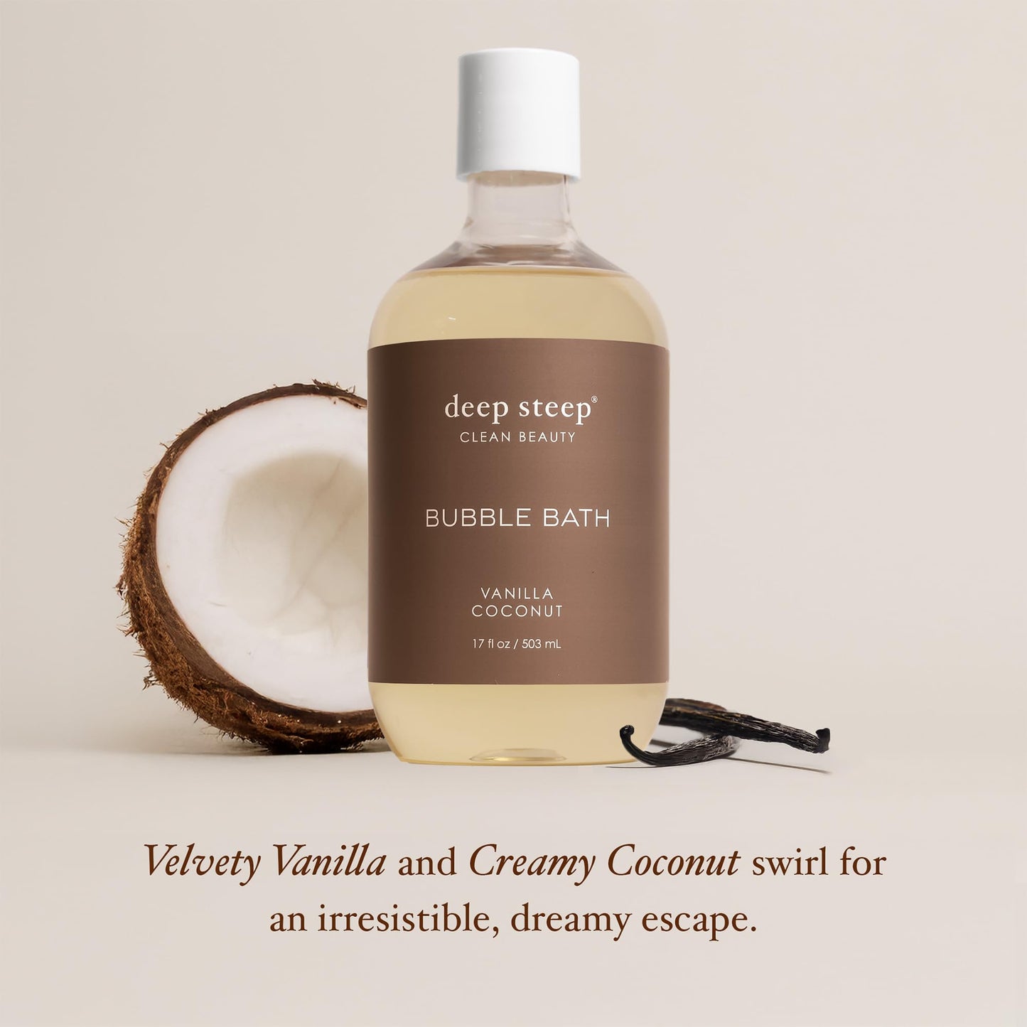 Deep Steep Bubble Bath, Vanilla Coconut 17 oz (Pack of 2) - Hypoallergenic, Clinically Tested Soothing Soak with Shea Butter & Argan Oil Beauty and Personal Care Deep Steep