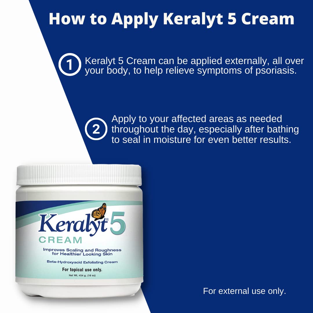 Keralyt 5 Psoriasis Cream - Full Body 5% Salicylic Acid Exfoliating Skin Lotion - Promotes Relief from Itchy, Redness, Dryness, Roughness, and Flakey