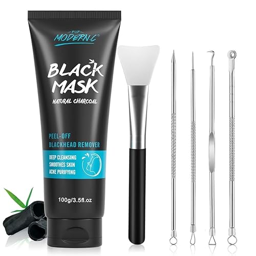Blackhead Remover Mask Bamboo Charcoal Peel Off Mask Skin Care Face Mask 3-in-1 Kit Pimple & Deep Cleansing Black Facial Mask Shrink Pore