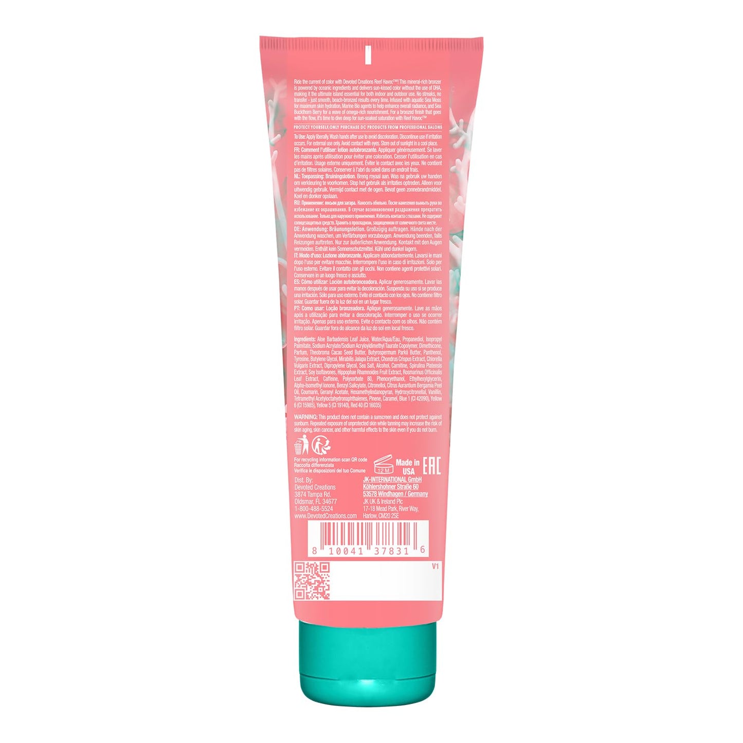 Devoted Creations Reef Havoc | Indoor/Outdoor Mineral Surge Natural Bronzer Dark Tanning Lotion
