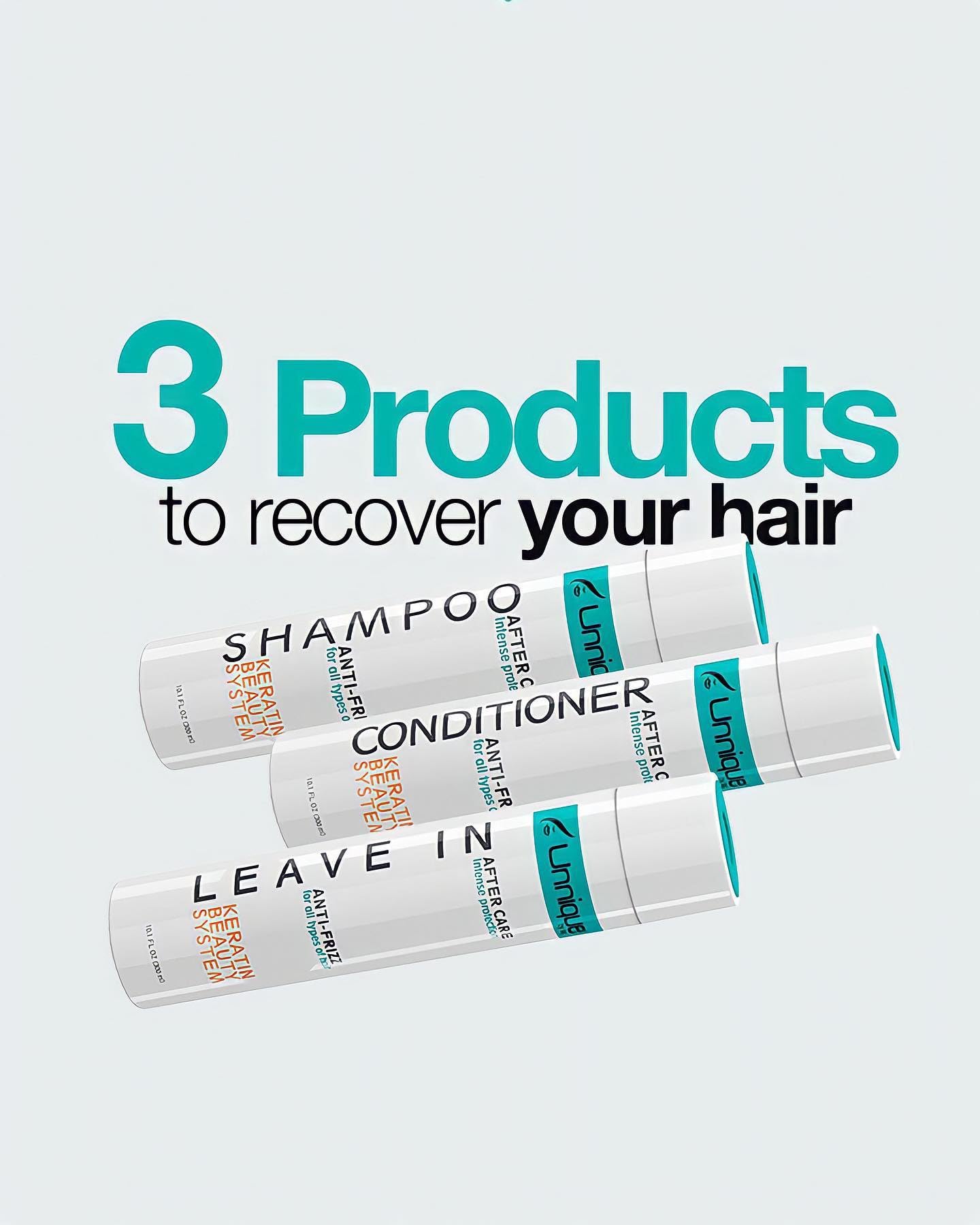 UNNIQUE KBS Hair Care Kit - Repairing Shampoo and Conditioner & Leave-in Treatment After Care Set for Keratin Treated Hair