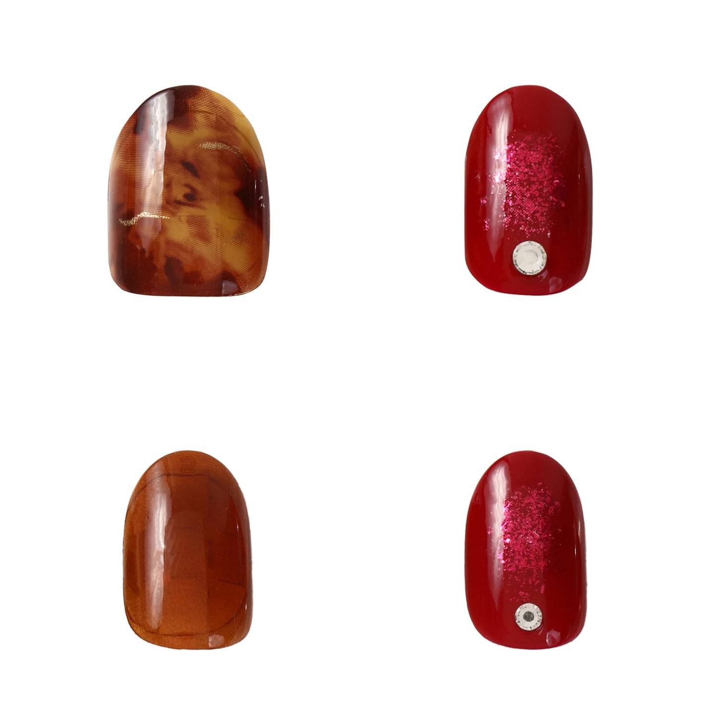 Kiss New York Press and Go False Nails Press On Nails Full Cover Nails Tips with Self Adhesive Tabs (Red Marble)