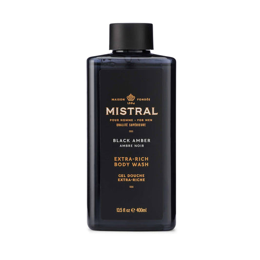 Mistral Men's Body Wash & Shampoo, Black Amber 13.5 oz | 2-in-1 Natural Shower Gel for Men | SLS, Paraben & Phthalate Free | Natural Men’s Body Wash Beauty & Personal Care Mistral