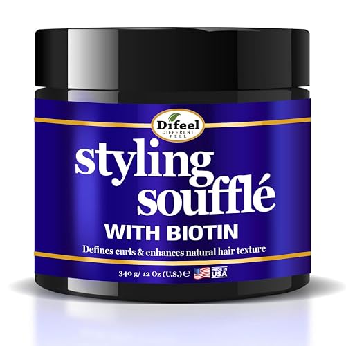 Difeel Curl Defining Styling Soufflé with Biotin 12 oz. - Nourishing Curl Defining Souffle for Wavy Hair, Curly Hair & Coils