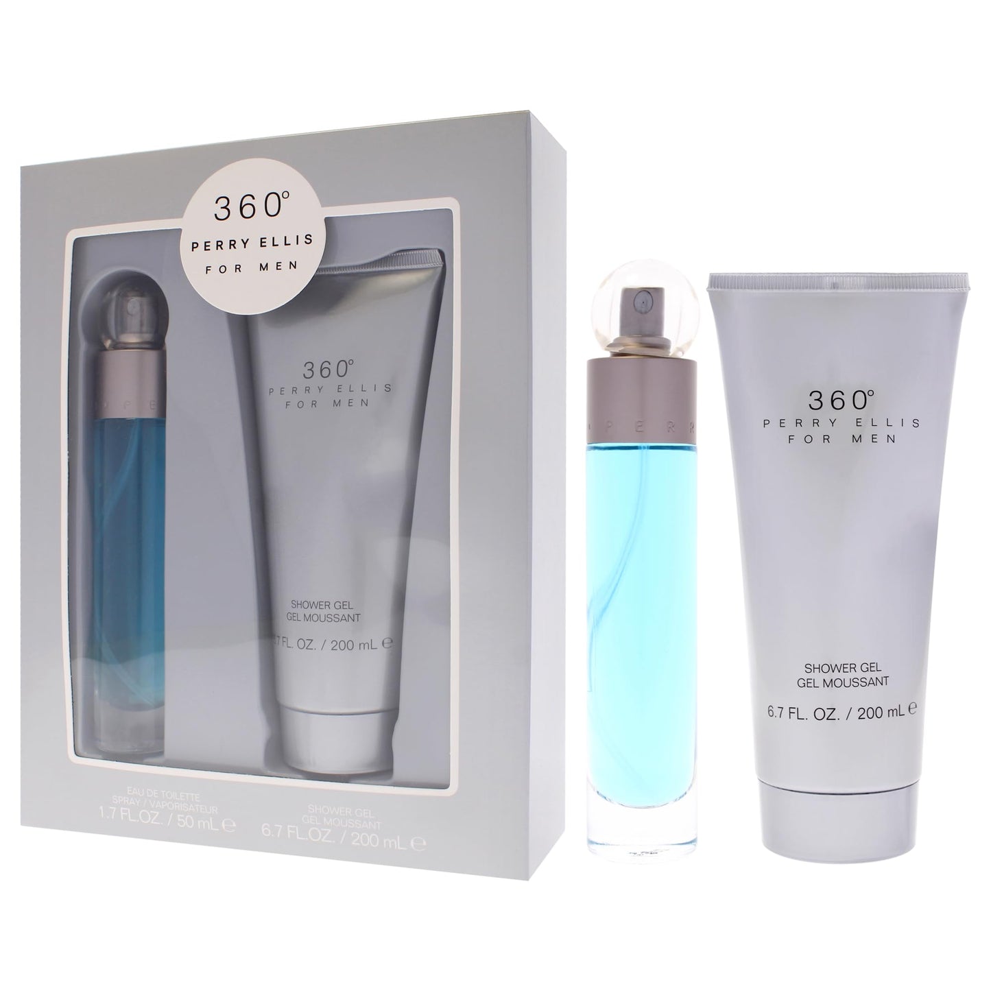 360 by Perry Ellis for Men - 2 Pc Gift Set 1.7oz EDT Spray, 6.7oz Shower Gel