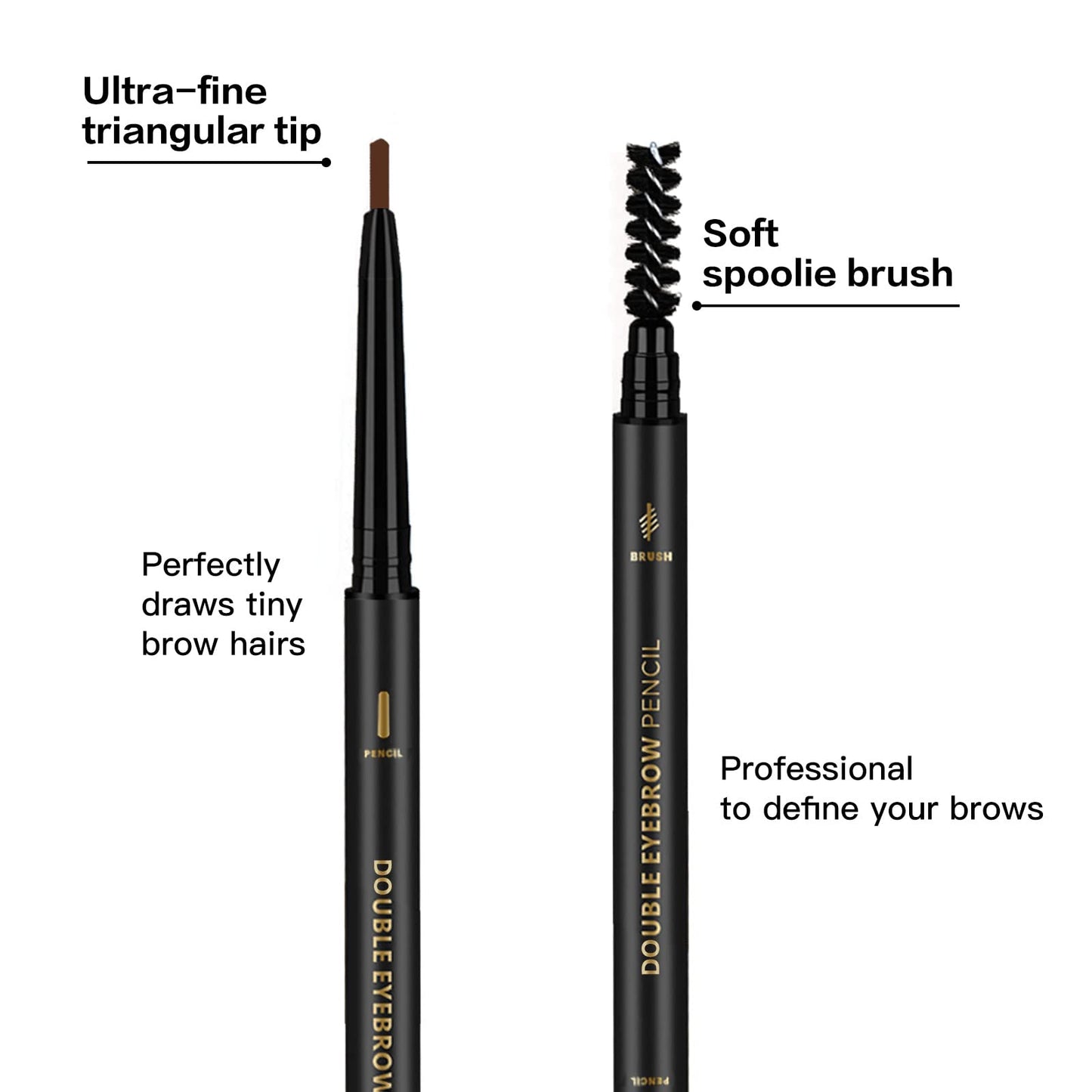 3 Pcs Waterproof Eyebrow Pencil Dark Brown, Premium Eye Brow Pencil Brn with Spoolie Brush, Longwearing for Perfect Brows, Professional, Precision