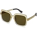 TOMS Women's Athena Square Sunglasses, Matte/Shiny Oatmilk Crystal Fade, 56-20-148