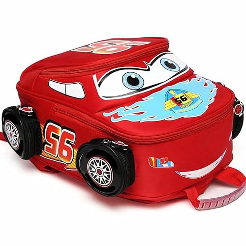 QWZY Toddler Boys Girls Backpack Waterproof Cartoon Truck Car Kindergarten Child Snack School Bag (Red)