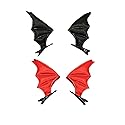 Red Devil Horn Hairpin Halloween Black Bat Hair Clips for Halloween Festive JHH33 (Black-Red Bat Wing)