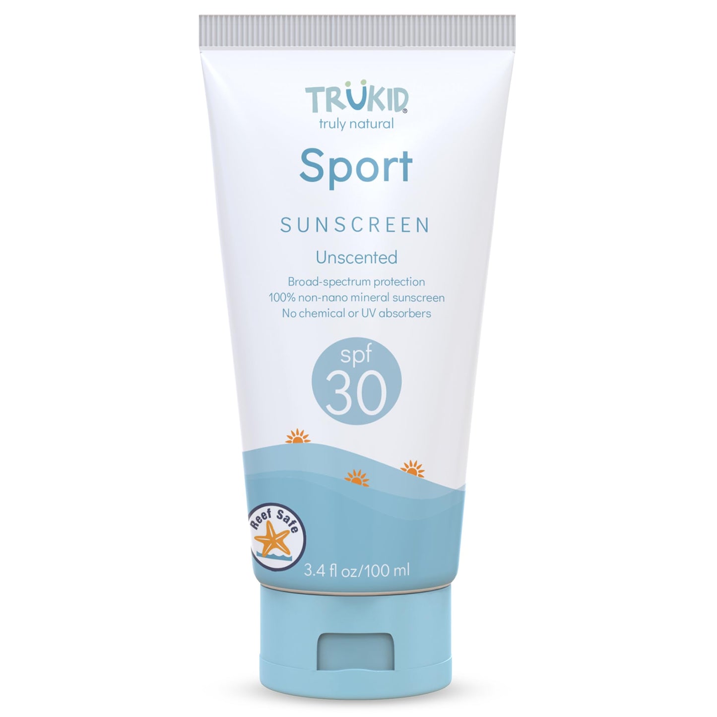 TruKid Sport Mineral Sunscreen SPF 30 - All Natural Kids & Baby Sunscreen for Face & Body, Non-Toxic Zinc Oxide Sunblock Protection for Sensitive