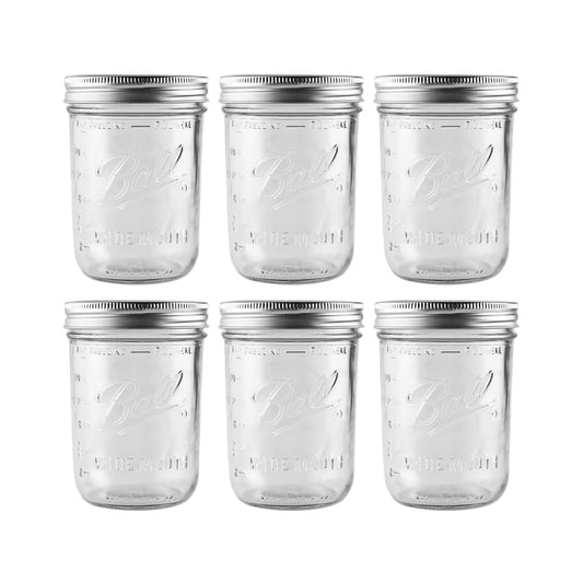 Ball - 16 oz Wide Mouth Glass Mason Jars | 6 Pack Jars with Airtight Lids | Large Glass Jar for Food Storage with Lids | Ideal for Canning…