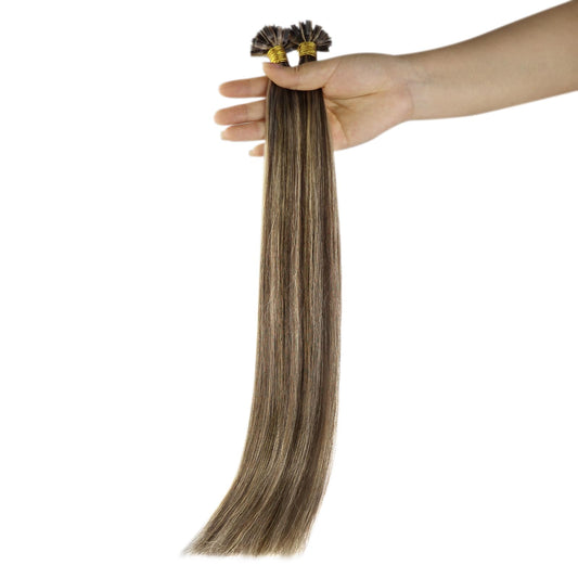 Sunny Hair Ktip Human Hair Extensions Easy to Maintain 20inch Color 4 Brown Ombre 24 Blonde and 4 Brown K Tips Hair Extensions Real Human Hair 50g Beauty and Personal Care Sunny Hair Default Title