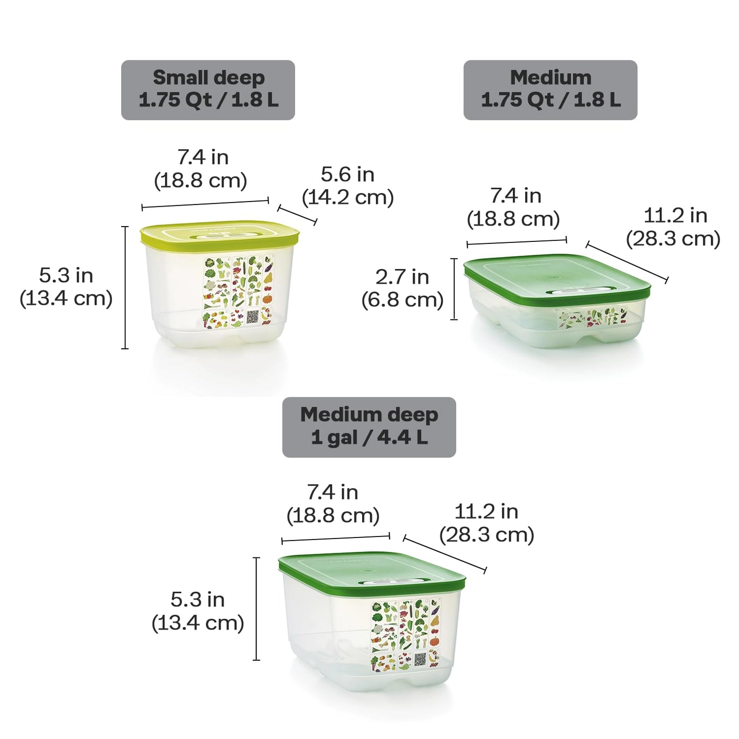 Tupperware Fridgesmart 4 Piece Food Storage Container Set, Dishwasher Safe and BPA Free (4 Containers, 4 Lids)