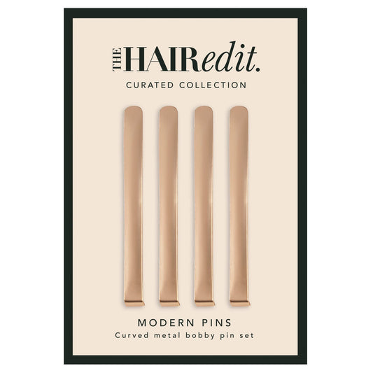 The Hair Edit Modern Bobby Pins - Gold Metal Fashion Hair Clips, 4 pack