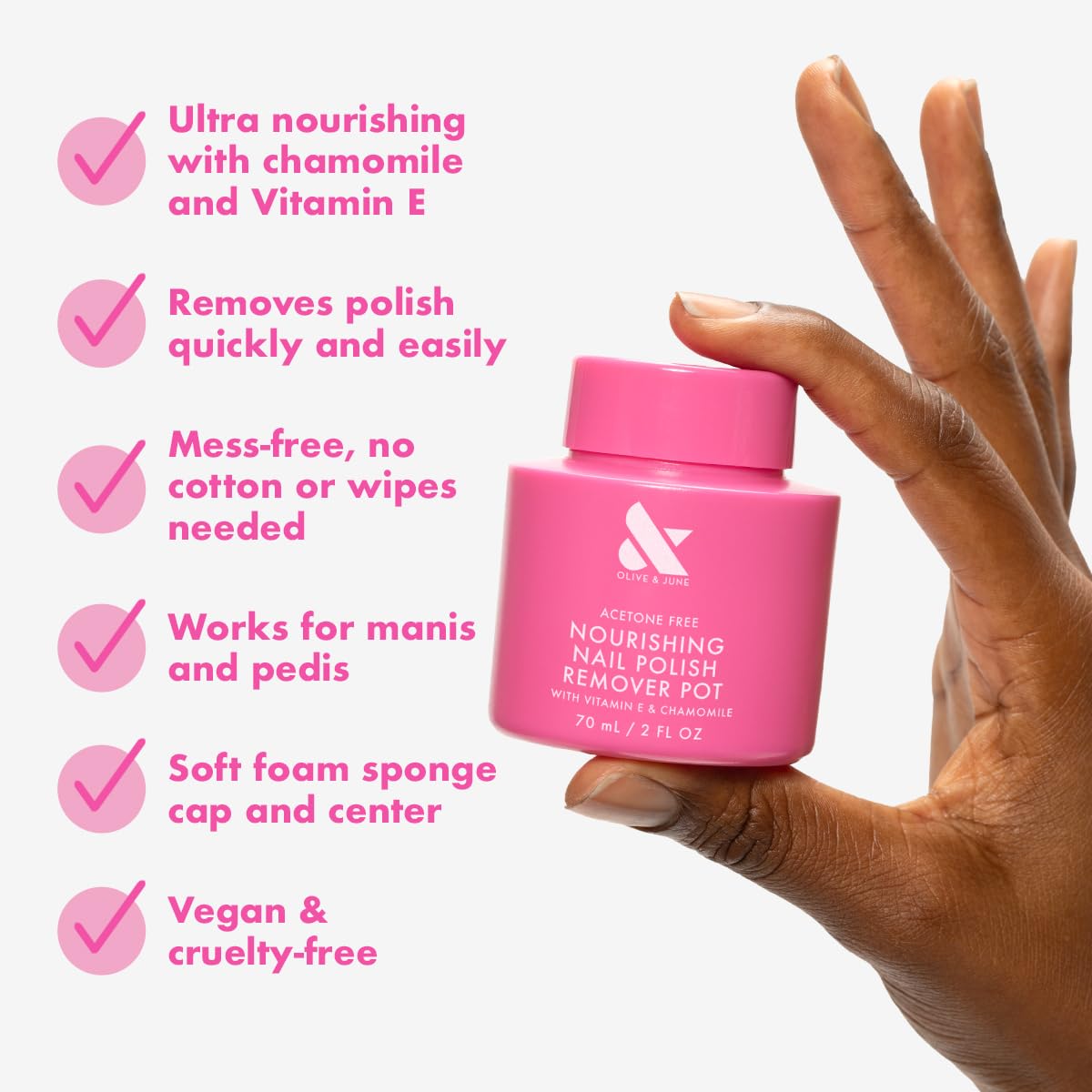 Olive & June Nourishing Remover Pot | Non Acetone | No-Mess Nail Polish Removal For Hands & Feet | Vitamin E & Chamomile | Acetone - Free Super Fast Beauty & Personal Care Olive & June