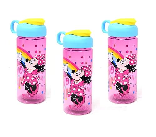 Zak Designs, Inc [3 Pack] Disney Minnie Mouse 16.5oz Kids Sullivan Sports Water Bottle, BPA free, PinkBlueYellow MMPUT071