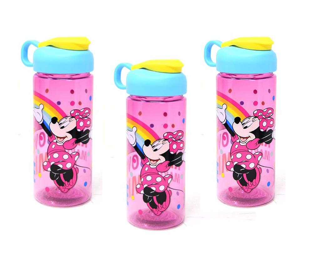 Zak Designs, Inc [3 Pack] Disney Minnie Mouse 16.5oz Kids Sullivan Sports Water Bottle, BPA free, PinkBlueYellow MMPUT071