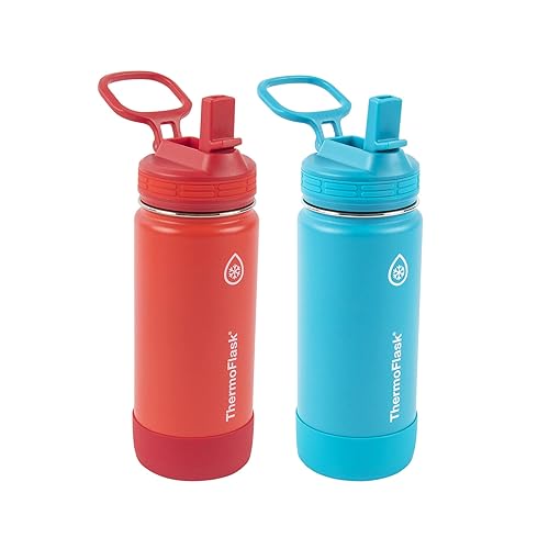 ThermoFlask Kids Bottle with Straw Lid - Durable & Dishwasher-Safe Water Bottles & Lids - Leak-Proof Bottle Lid Design - Reusable Water Bottles
