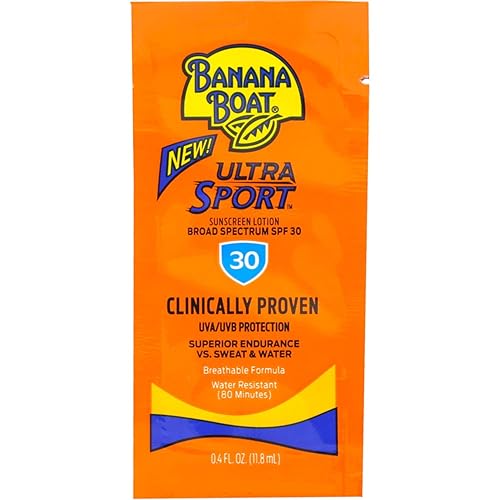 Banana Boat Sport Sunscreen, SPF 30 Protection lotion, Travel Packets, 0.4 Fl Oz (Pack of 24)