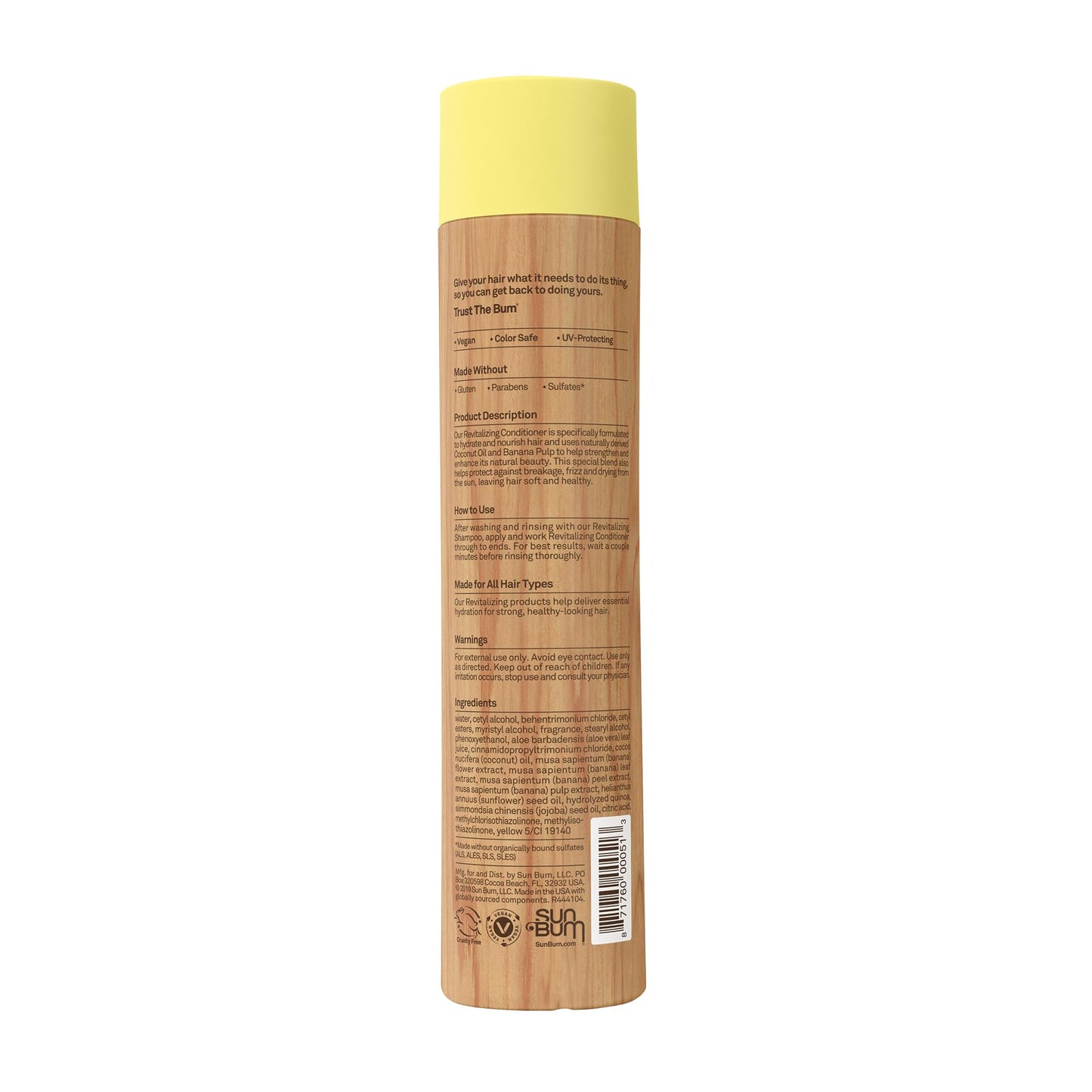 Sun Bum Revitalizing Conditioner - Hydrating and Nourishing Hair - Smoothes and Strengthens - UV Protecting - Vegan - Made Without Parabens - 10 oz