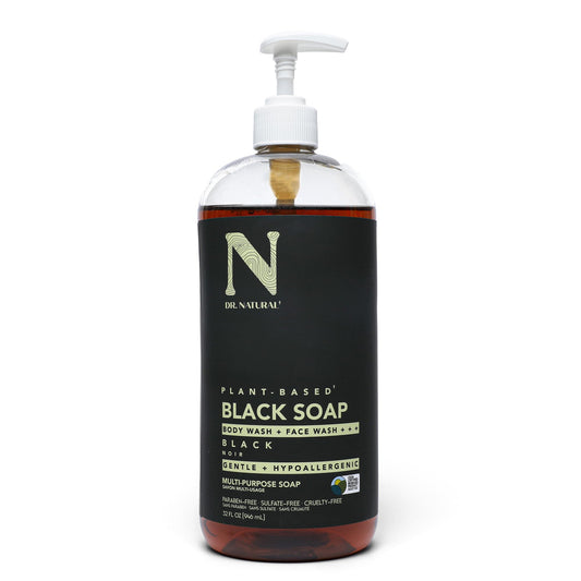 Dr. Natural Multi-Purpose Black Liquid Soap - Natural West African Body Wash - Gentle Hand Soap and Body Soap - Deep Moisturizer, Fights Acne - 32 oz
