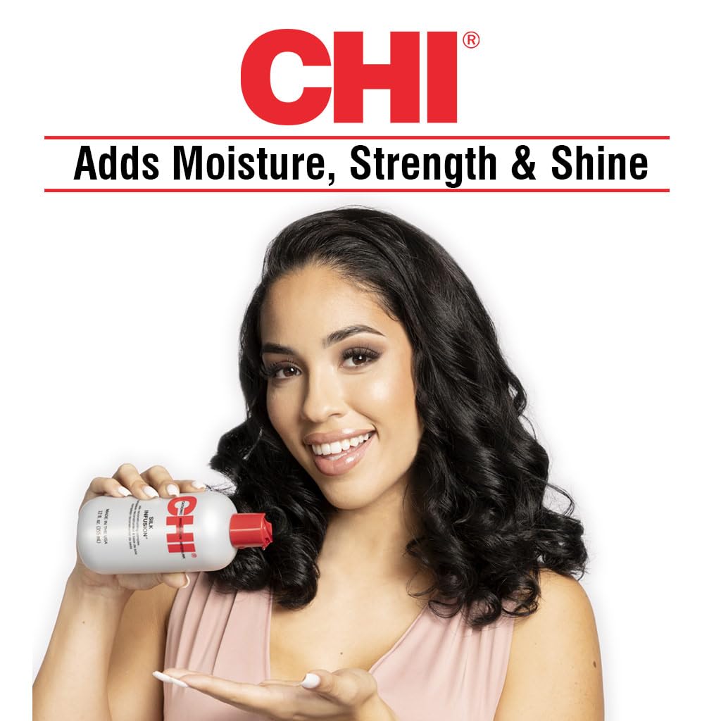 CHI Infra Silk Infusion, Leave-In Reconstructing Treatment To Strengthen & Protect All Hair Types, Alcohol-Free, 12 Oz, Pack of 2