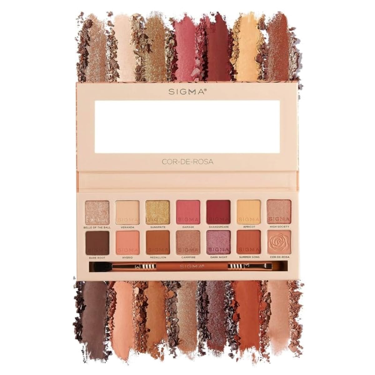 Sigma Beauty Cor-De-Rosa Eyeshadow Palette - 14 Warm Eyeshadow Shades in Matte, Shimmer and Metalic Finishes - Highly Pigmented Vegan Eye Makeup