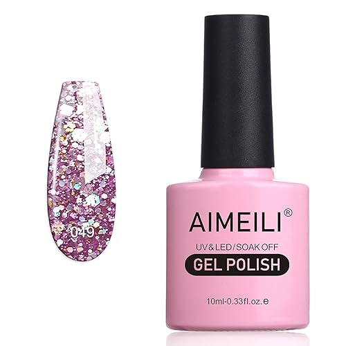 AIMEILI Soak Off U V LED Gel Nail Polish - Princess Glitter (049) 10ml
