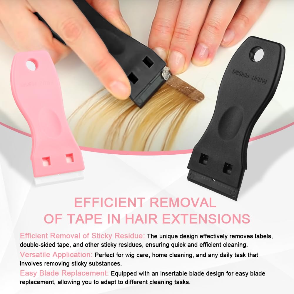 Hair Extension Tool for Tape In Extensions 50Pcs Plastic Razor Blade Double Edged Scraper Blades for Sticker Scraper Tool Hair Extension Tape Remover Beauty and Personal Care Hair Want