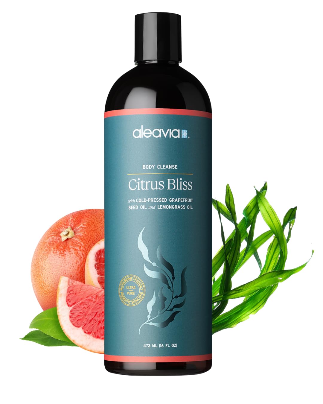 Aleavia Citrus Bliss Body Cleanse - Organic & All-Natural Prebiotic Body Wash, Scented with Pure Essential Oils - Nourish Your Skin Microbiome - 16 Beauty & Personal Care Aleavia