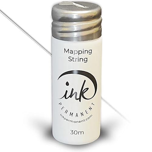 Ink Permanent White Brow Mapping String [100 Ft Bottles - 30 m] Pre-Inked String for Permanent Makeup and Microblading Supplies, Brow Mapping Kit