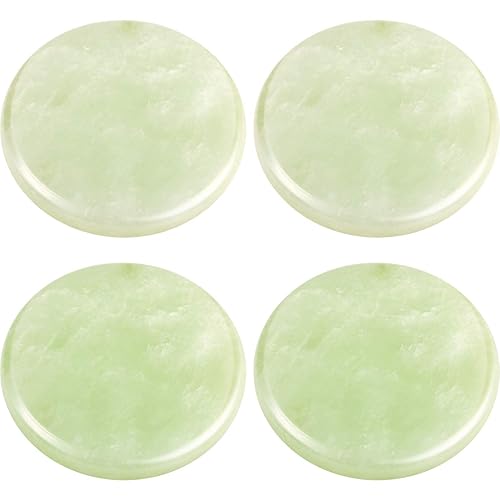 Eyelash Extension Jade Stone Glue Lashes Jade Stone Adhesive Pallet Fake Eye Lash Holder Base,Fake Eye Lash Makeup Tool 2 Inch (Green/4 Packs)